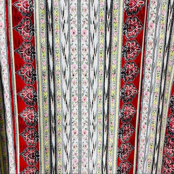 J. Jill red white boho floral lightweight 3/4 sleeve top medium - Picture 3 of 9